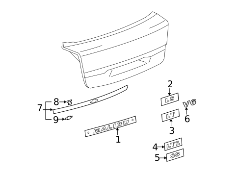 Exterior Trim - Trunk for 2005 Chevrolet Malibu #0