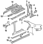 H3Y070351E - Body: Center Pillar for Mazda: 929 Image