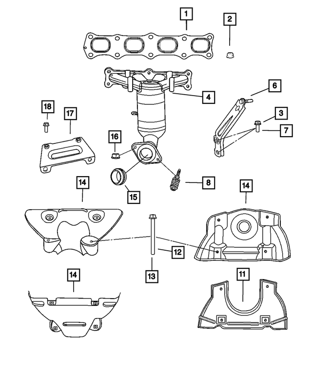 4693351AC - Engine 2.4L Four Cylinder: Exhaust Manifold Bracket for Mopar Image