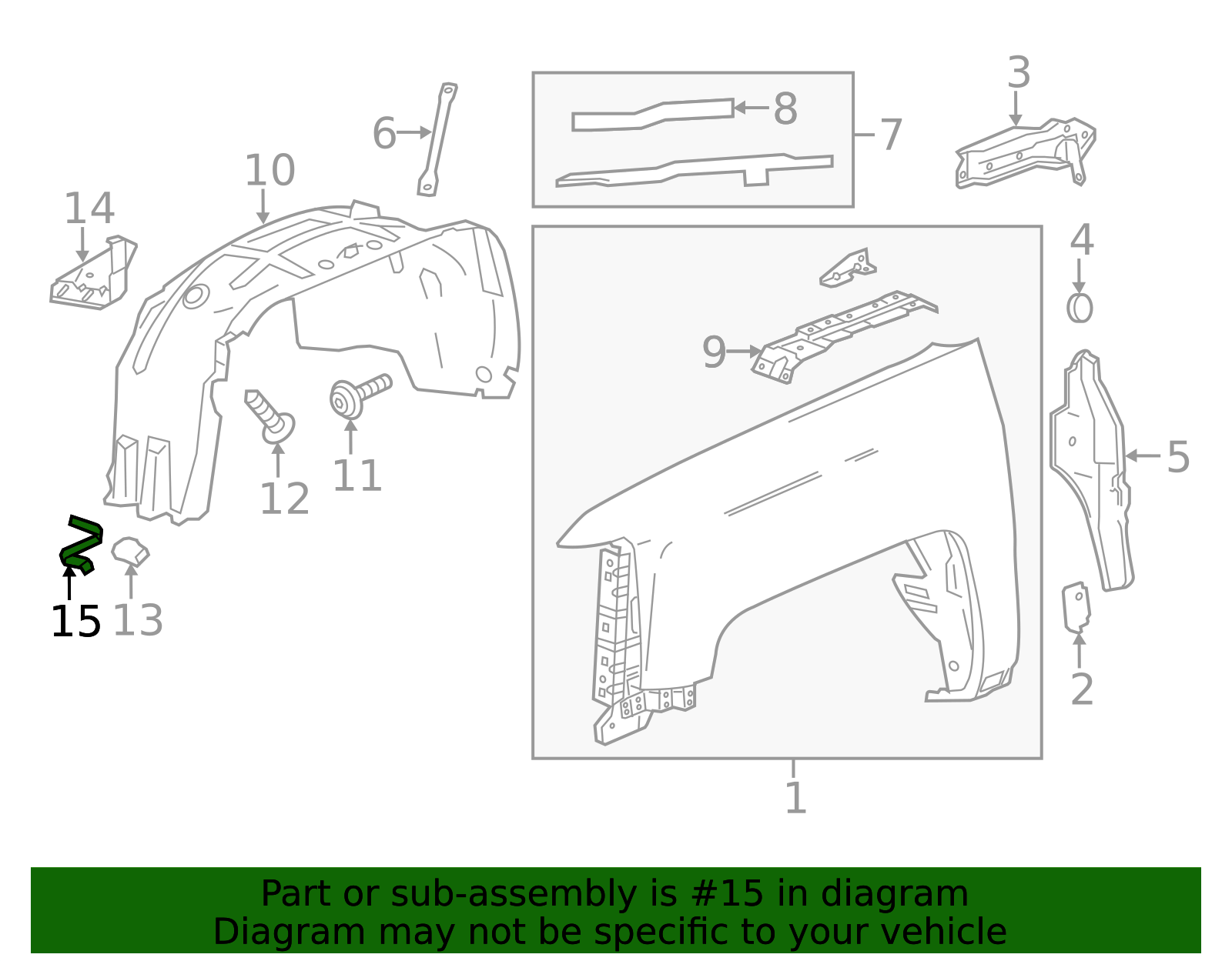 2014-2019 GM Passenger Side Front Wheelhouse Panel Brace 23240604 GM ...
