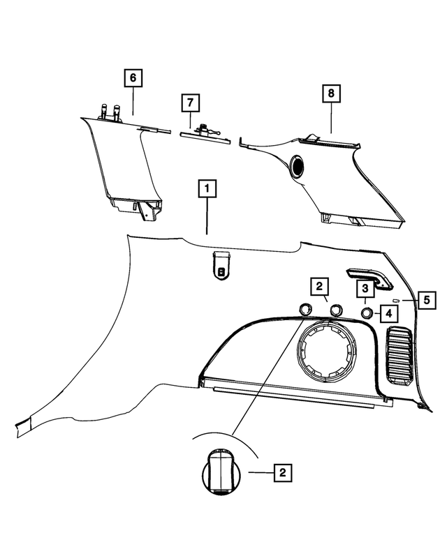 1GU371XLAG - Interior Trim: Quarter Trim Panel, Left for Mopar Image
