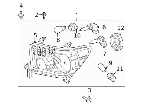 Headlamp Components for 2013 Toyota Sequoia #0