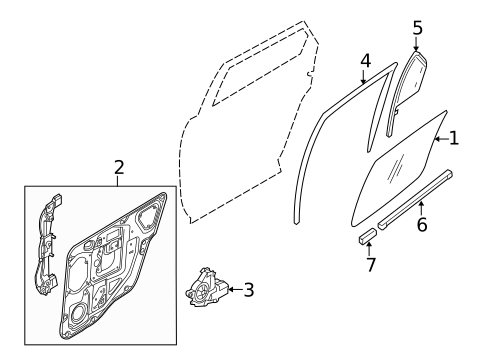 Glass - Rear Door for 2009 Ford Taurus X #0