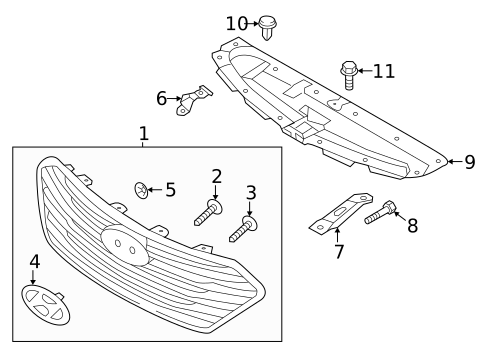 Grille & Components for 2017 Hyundai Santa Fe #0