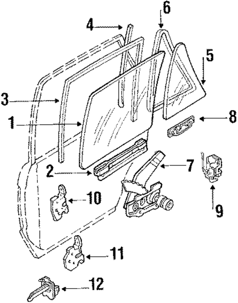 Glass - Rear Door for 1989 Mercury Tracer #1