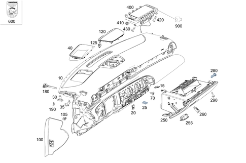 Instrument Panel and Gloves Compartment Box with Passenger Air Bag for 2021 Mercedes-Benz A 35 AMG&reg; #0