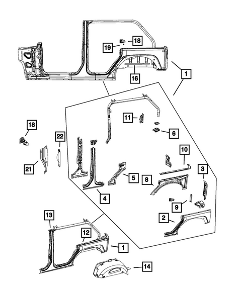Aperture Panel and Pillar Supports for 2013 Jeep Wrangler #0