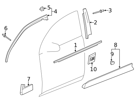 Exterior Trim - Front Door for 2014 Chevrolet Equinox #0