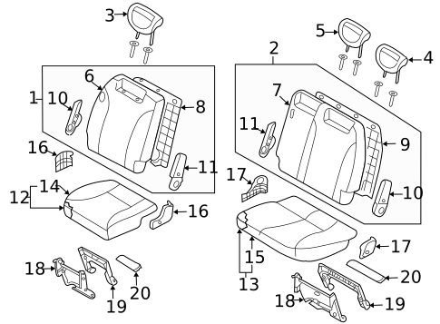 Rear Seat Components for 2007 Hyundai Entourage #1