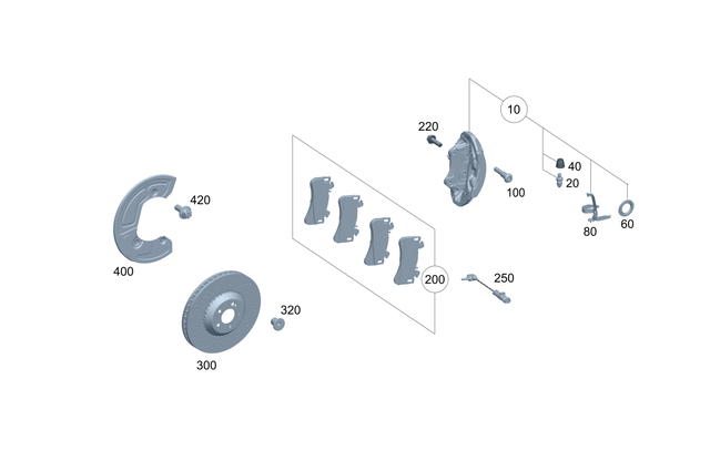 2974219700 - Brake System: Fixed Caliper for Mercedes-Benz: EQE 350, EQE 350 SUV, EQE 500, EQE 500 SUV, EQE AMG, EQE AMG SUV, EQS 450, EQS 580, EQS AMG Image image