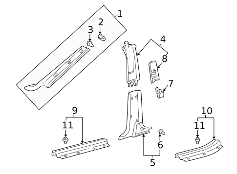 Interior Trim - Pillars for 2002 Lexus LS430 #0