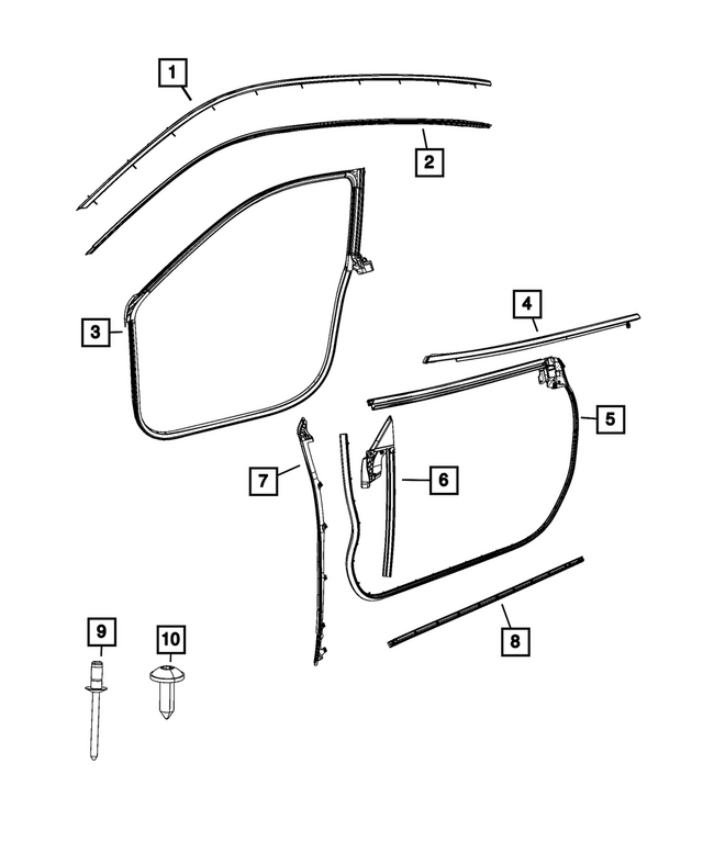 68591762AF - : Door Belt Outer Weatherstrip, Right for Mopar Image