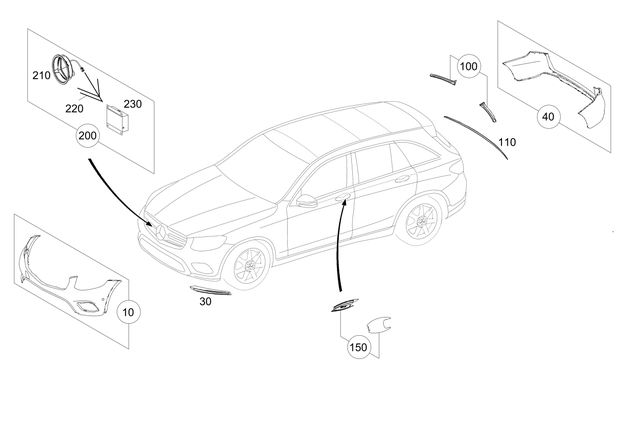 2538807206 - Exterior Detachable Parts: Bumper, Rear for Mercedes-Benz: GLC300, GLC43 AMG, GLC63 AMG Image