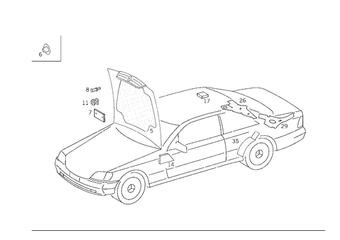 Insulation in Engine Compartment, on Roof Rail and Rear End Pillar for 1984 Mercedes-Benz 500 SEC #0