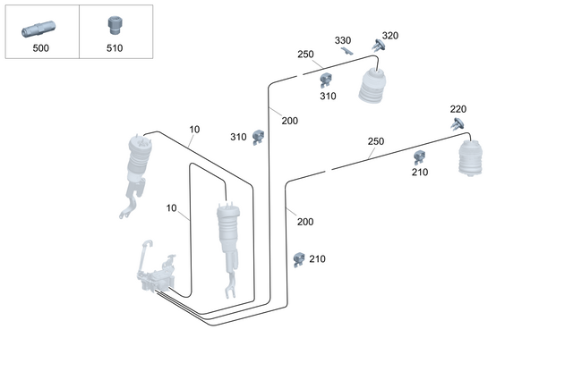 295320830164 - Suspension: Compressed-Air Line for Mercedes-Benz: E350, EQE 350, EQE 350 SUV, EQE 350+, EQE 350+ SUV, EQE 500, EQE 500 SUV, EQE AMG, EQE AMG SUV, EQS 450, EQS 450 SUV, EQS 450+, EQS 450+ SUV, EQS 580, EQS 580 SUV, EQS AMG, GLC300, GLC350e, GLC43 AMG, GLC63 AMG S E Performance, Maybach EQS 680 SUV Image image