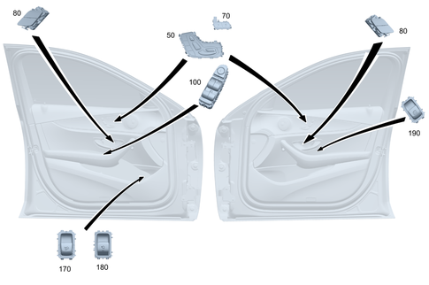 Switch in Front Door Lining for 2022 Mercedes-Benz GLS450 #0