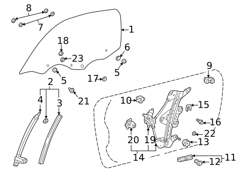 Glass - Door for 2003 Toyota MR2 Spyder #0