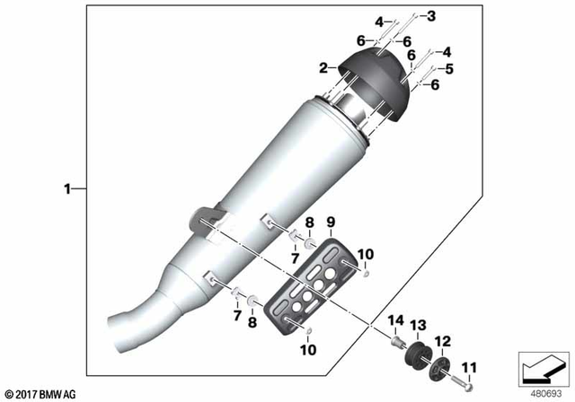18518561886 - : Cap For Rear Muffler, Rear for BMW-Motorrad Image