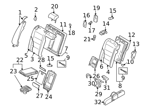 Rear Seat Components for 2009 Volkswagen Jetta #1