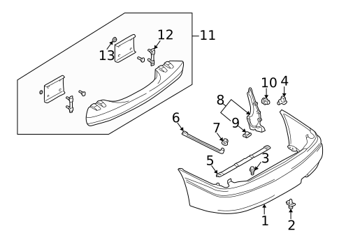 Bumper & Components - Rear for 2001 Mazda 626 #0