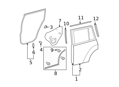 Door & Components for 2010 Toyota Highlander #1