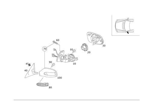 Outside Rear View Mirror, on the Left for 2008 Mercedes-Benz SLK280 #0