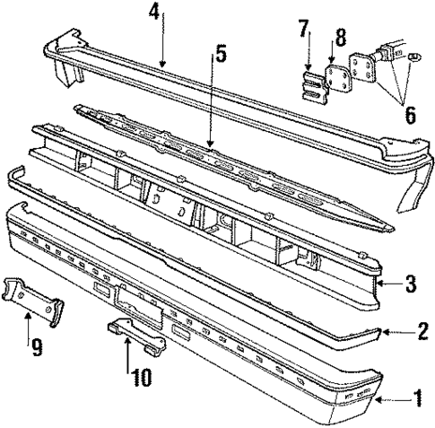 Bumper & Components - Rear for 1986 Lincoln Town Car #0