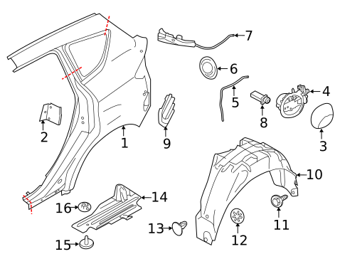 Quarter Panel & Components for 2016 Ford C-Max #0