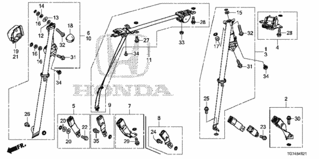 Seat Belts (Middle) (RR.) for 2016 Honda Pilot #0