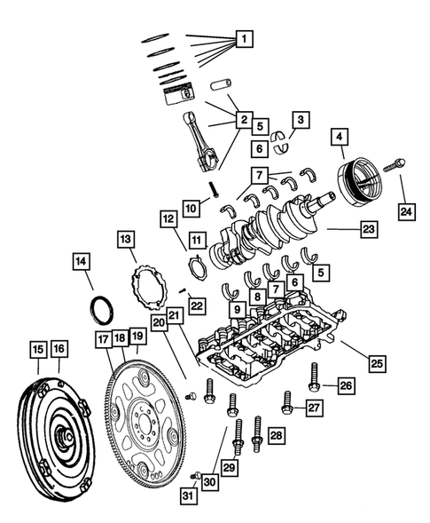 Crankshaft, Pistons and Torque Converter for 2007 Dodge Dakota #0
