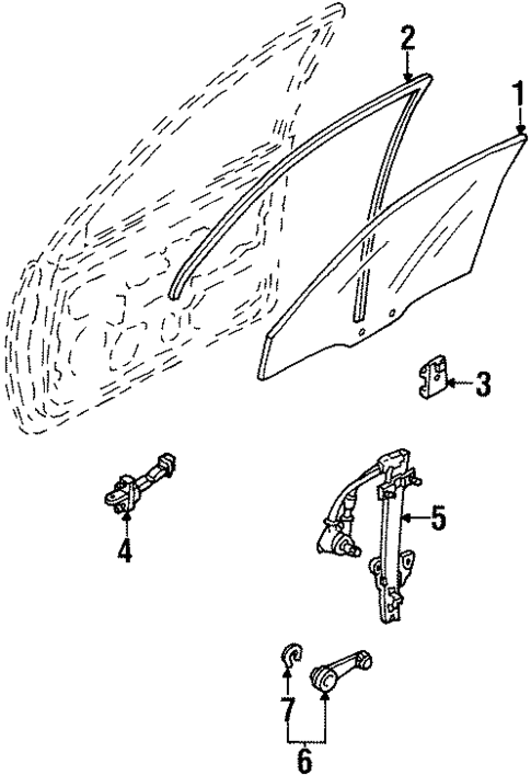 Glass - Front Door for 1996 Ford Aspire #0