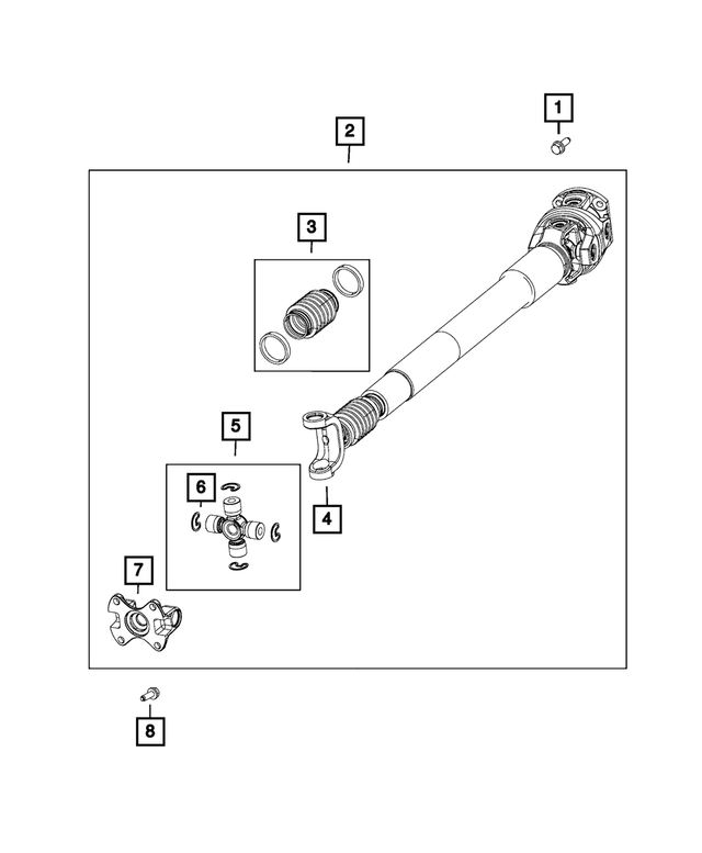 68206456AB - Front Axle; American Axle 235 MM Single Rear Wheel; Differential and Drive Line: U-joint Kit for Mopar Image image