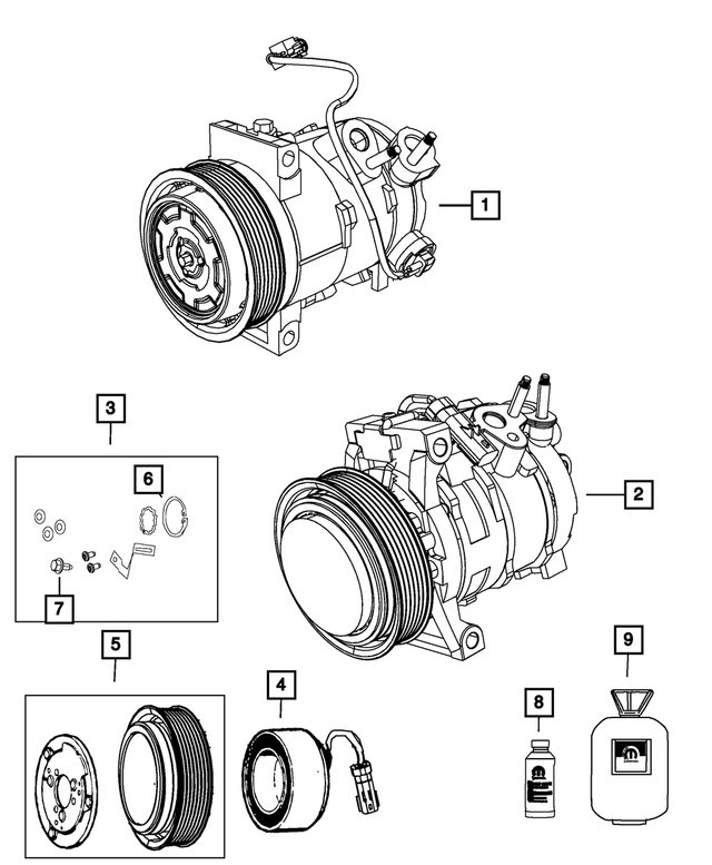 « 82300102AC – Air Conditioners and Heaters : Compresseur De Clim. Lubrifiant, Essence Uniquement, Moteur pour Mopar Image »