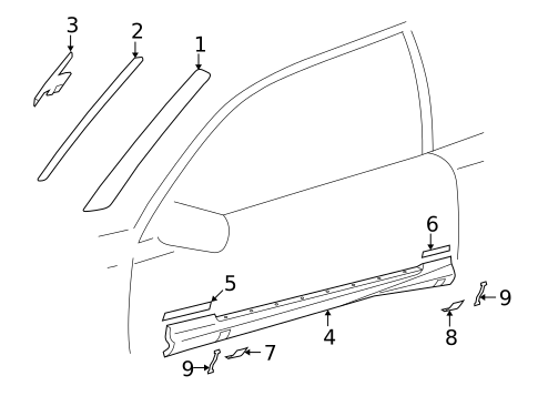 Exterior Trim - Pillars for 2000 Mercedes-Benz CLK320 #1