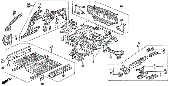 Body Structure Components (2) for 1995 Honda Civic del Sol #0