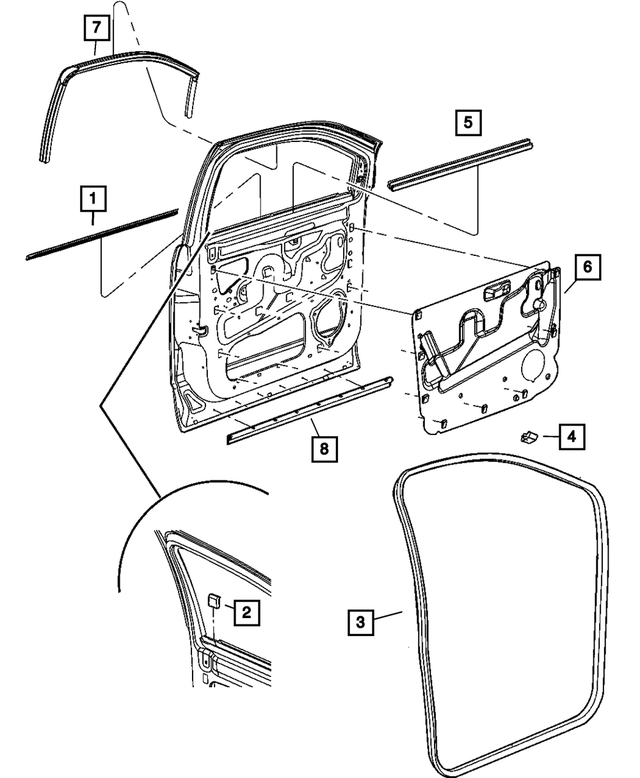 55364231AE - Doors and Related Parts: Front Door Glass Run Seal, Left for Mopar Image