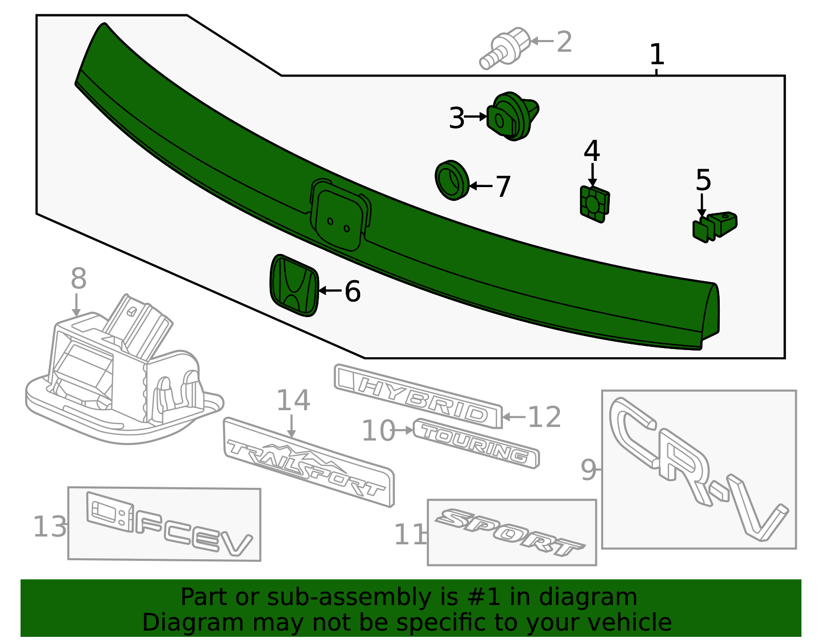 74890-3A0-A01ZF - 2023-2025 Honda CR-V - License Molding | Genuine