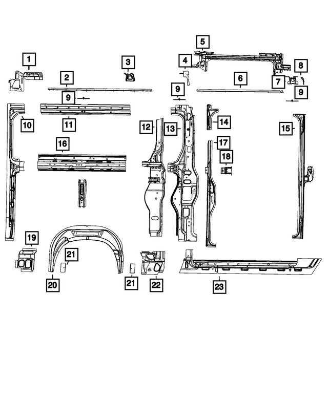 68172674AA - Body Sheet Metal Except Doors: D Pillar Upper Reinforcement for Mopar Image