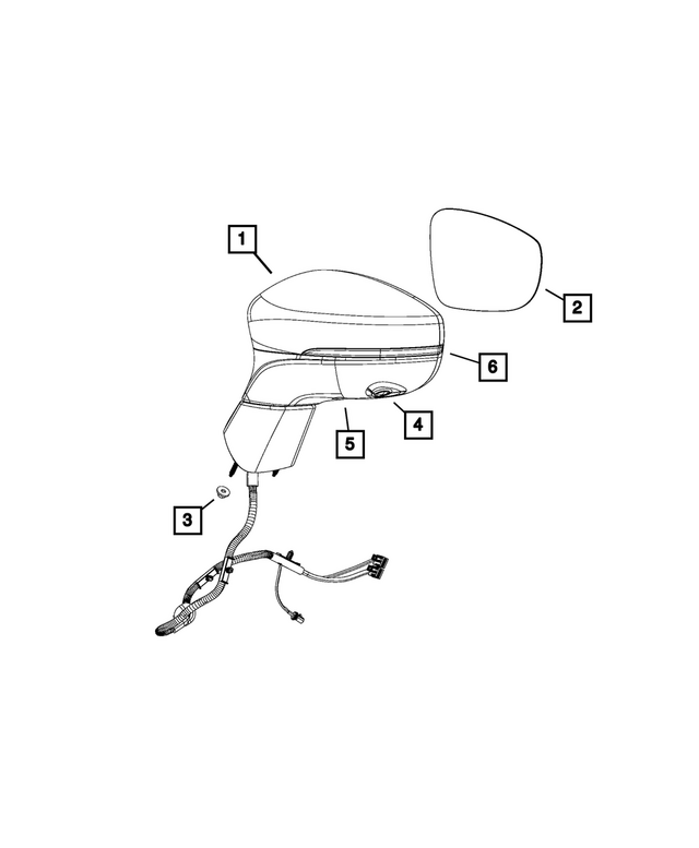 6YW80DX8AC - Doors, Door Mirrors and Related Parts: Outside Rearview Mirror, Right for Mopar Image
