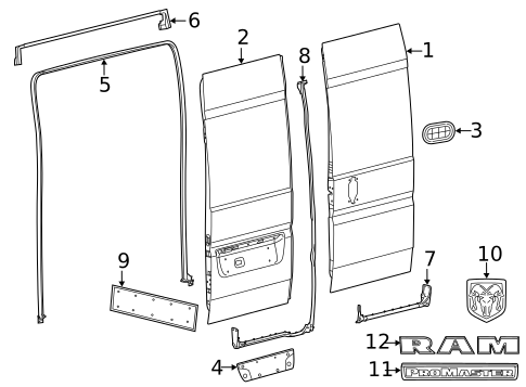 Door & Components for 2023 Ram ProMaster 3500 #0