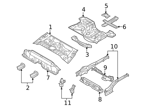 Rear Floor & Rails for 2008 Kia Rio5 #0