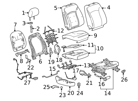 Passenger Seat Components for 2011 Buick LaCrosse #1