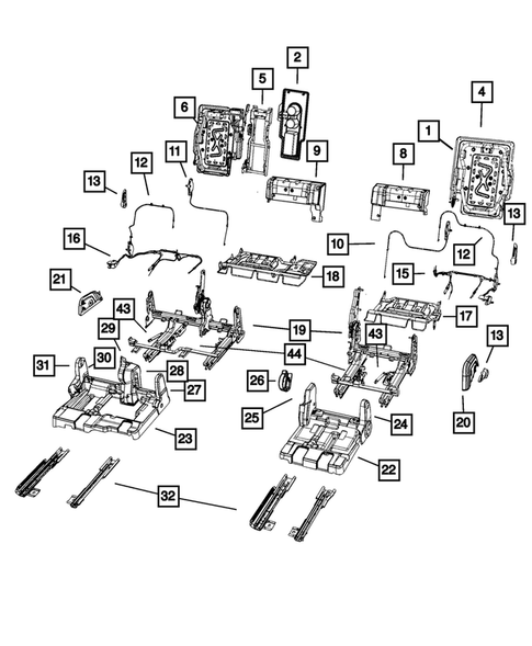 Rear Seats - Second Row - Adjusters, Recliners, Shields and Risers for 2009 Dodge Journey #0