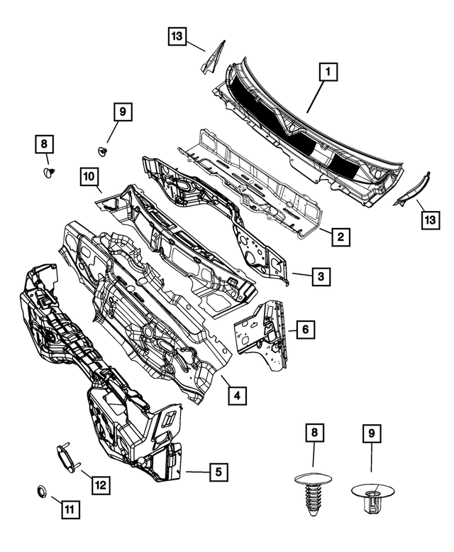 68362458AC - Body Sheet Metal Except Doors: Cowl Top Panel for Mopar Image image