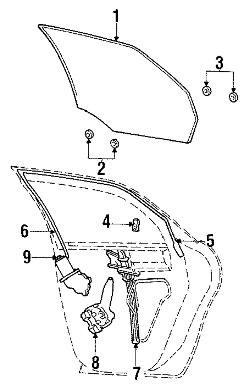 Glass - Rear Door for 1998 Ford Taurus #0