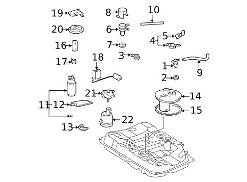 Fuel System Components for 2001 Toyota Avalon #0