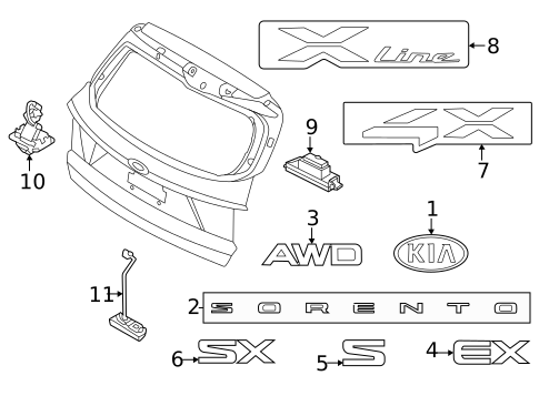 Exterior Trim - Lift Gate for 2022 Kia Sorento #0