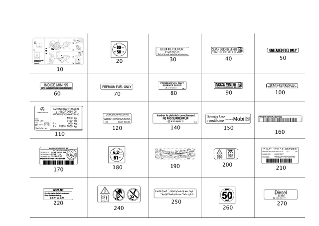 2045840438 - Tools and Accessories: Adhesive Label for Mercedes-Benz: 250, 300S, CL550, CL600, CL63 AMG, CL65 AMG, CLS400, CLS500, CLS55 AMG, CLS550, CLS63 AMG, CLS63 AMG S, E250, E320, E350, E400, E500, E55 AMG, E550, E63 AMG, E63 AMG S, GLA250, GLK250, GLK350, Maybach S550, Maybach S560, Maybach S600, Maybach S650, S350, S400, S450, S500, S550, S550e, S560, S600, S63 AMG, S65 AMG, SL400, SL450, SL500, SL55 AMG, SL550, SL600, SL63 AMG, SL65 AMG Image image