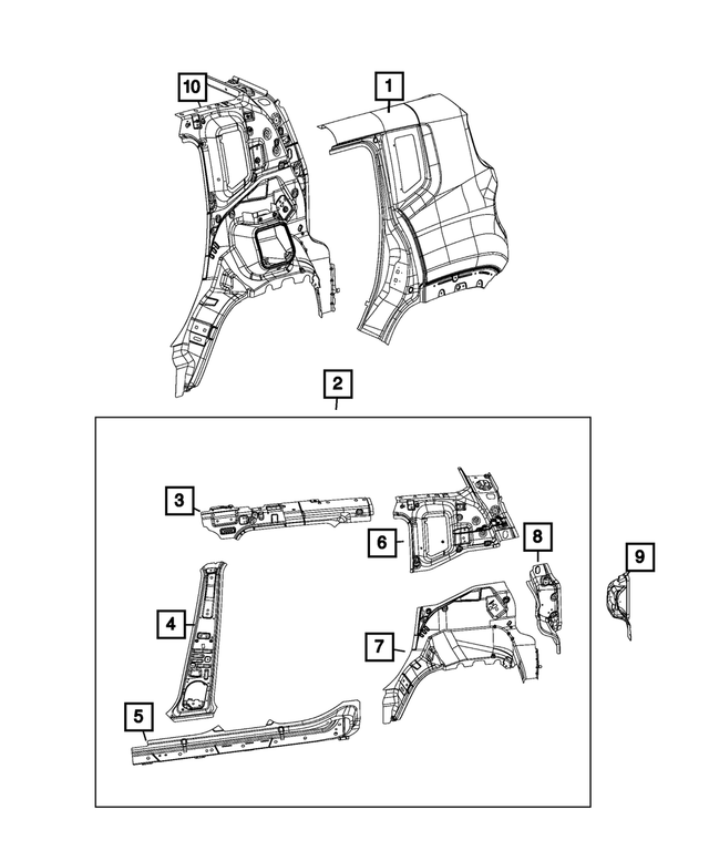 « 68246180AA – Body Sheet Metal Except Doors : Custode, Intérieur Panneau, Côté Droit pour Mopar Image »
