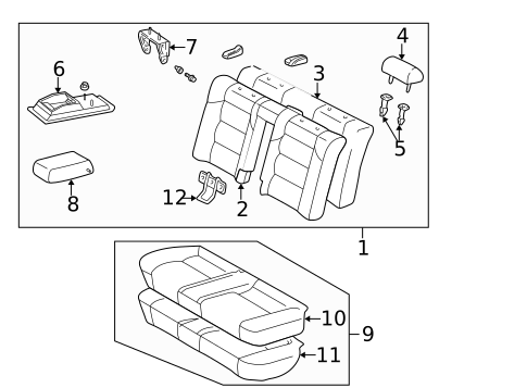 Rear Seat Components for 1999 Lexus ES300 #0
